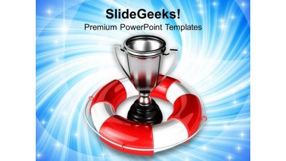 Silver Trophy Under Safeguard PowerPoint Templates Ppt Backgrounds For Slides 0213