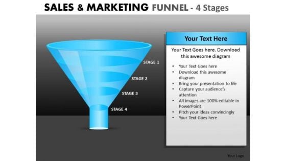 Simple 4 Stage Conversion Funnel For PowerPoint Presentations