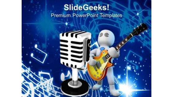 Singer With Mike Music Theme PowerPoint Templates Ppt Backgrounds For Slides 0413