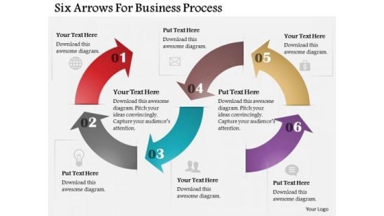 Six Arrows For Business Process PowerPoint Template