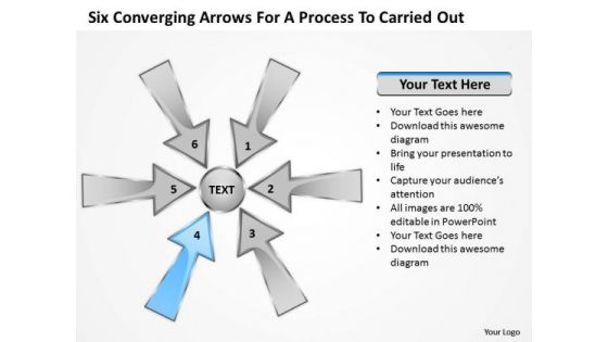 Six Coverging Arrow For Process To Carried Out Circular Chart PowerPoint Slides