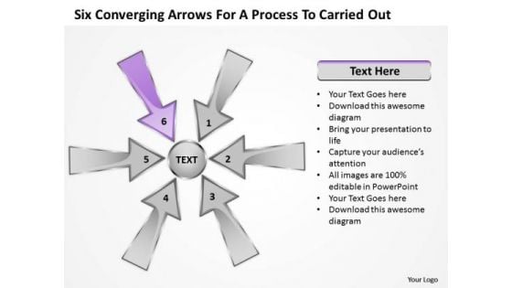 Six Coverging Arrows For Process To Carried Out Circular Cycle PowerPoint Templates