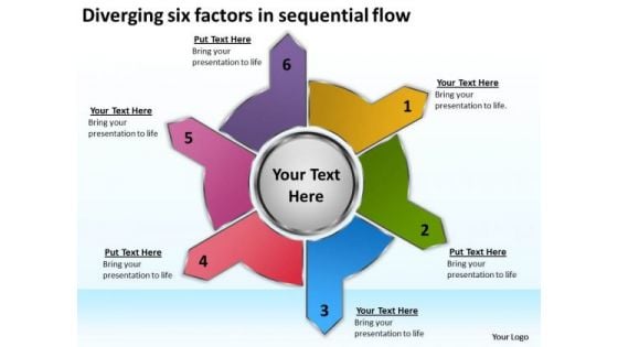 Six Factors In Sequential Flow Relative Circular Arrow Diagram PowerPoint Templates