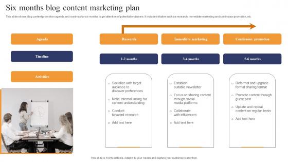 Six Months Blog Content Marketing Plan Diagrams Pdf