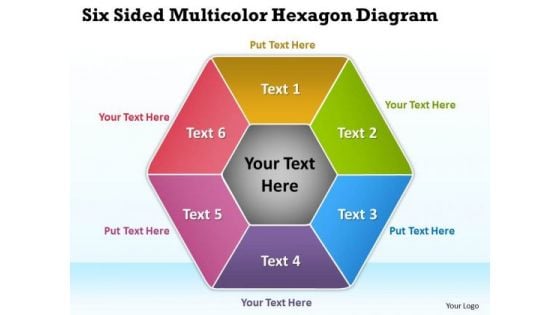 Six Sided Multicolor Hexagon Diagram Radial Process PowerPoint Templates