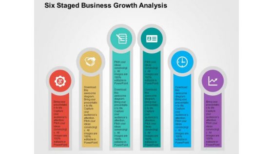 Six Staged Business Growth Analysis PowerPoint Template