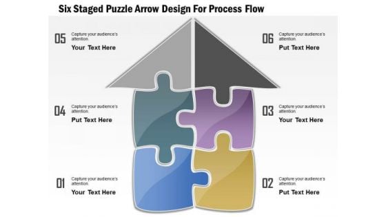 Six Staged Puzzle Arrow Design For Process Flow Presentation Template