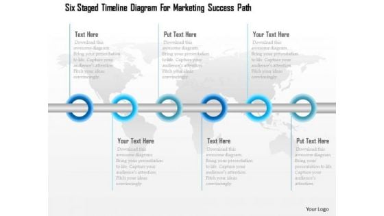 Six Staged Timeline Diagram For Marketing Success Path Presentation Template