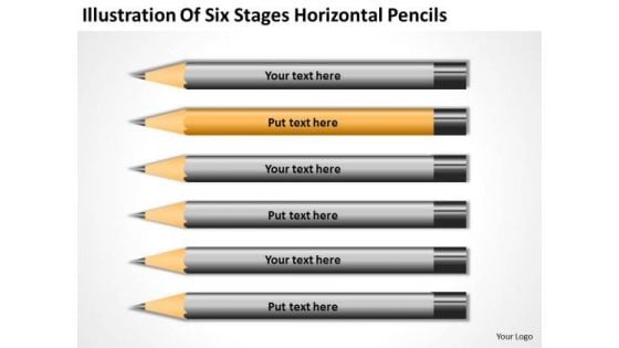 Six Stages Horizontal Pencils Ppt What Is Business Plan Template PowerPoint Slides