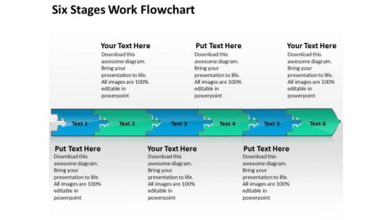 Six Stages Work Flowchart Create PowerPoint Slides