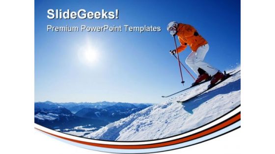 Skier In Mountain Holidays PowerPoint Templates And PowerPoint Backgrounds 0611