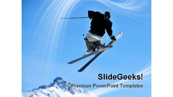 Skier Jumping Holidays PowerPoint Templates And PowerPoint Backgrounds 0811