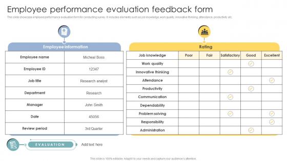 Skill Enhancement Performance Employee Performance Evaluation Feedback Form