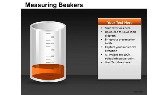 Slightly Full Measuring Beaker PowerPoint Templates Editable Ppt Slides