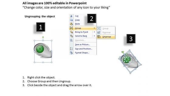 Sloping Circle Arrows Process Flow Chart Description PowerPoint Templates