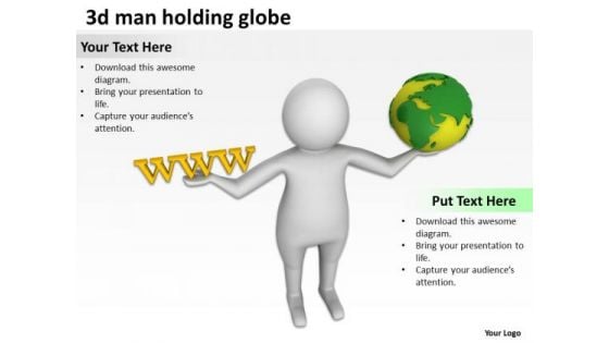 Small Business Network Diagram 3d Man Holding Globe PowerPoint Slides