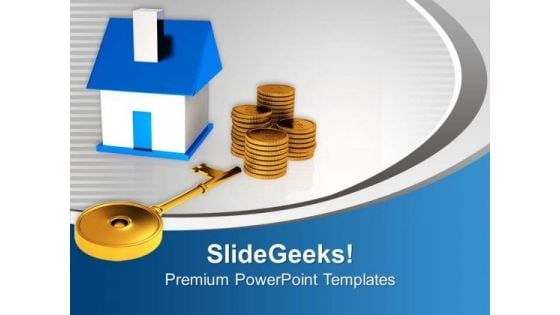 Small House With Money And Key Business PowerPoint Templates Ppt Backgrounds For Slides 0213