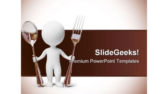 Small People Fork And Spoon Food PowerPoint Backgrounds And Templates 0111