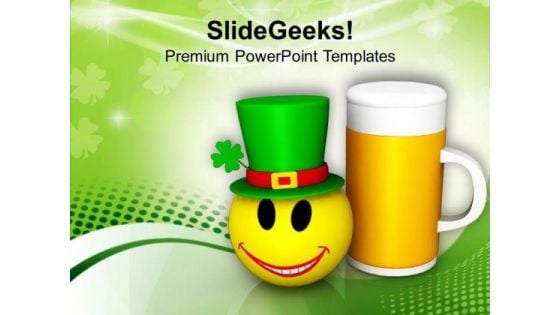 Smiley Face And Beer Mug Celebration Festival PowerPoint Templates Ppt Backgrounds For Slides 0213