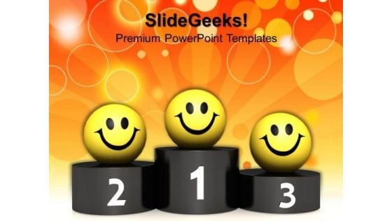 Smileys On Podium Success PowerPoint Templates And PowerPoint Themes 1012