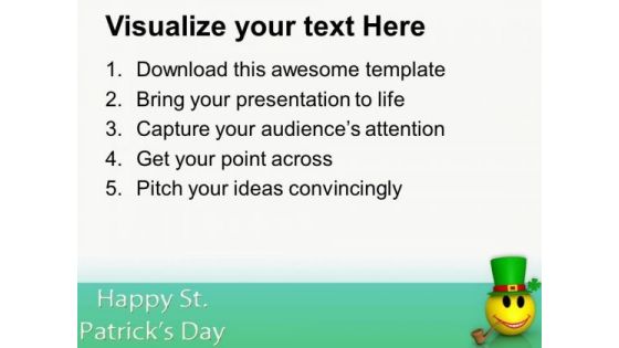 Smiling Emoticon Abstract Patricks Day PowerPoint Templates Ppt Backgrounds For Slides 0313