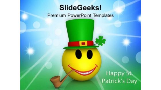 Smiling Emoticon Abstract Patricks Day PowerPoint Templates Ppt Backgrounds For Slides 0313