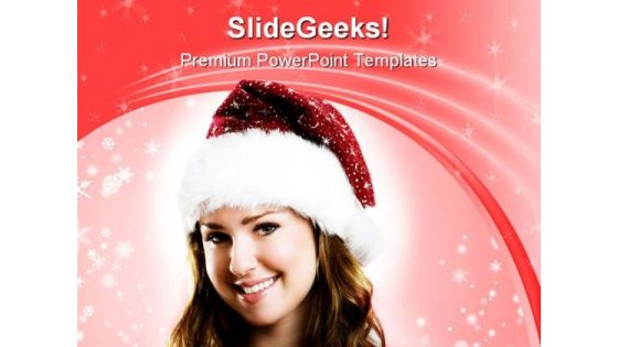 Smiling Woman Christmas PowerPoint Template 1010