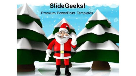 Snow Christmas Tree With Santa Holidays PowerPoint Templates Ppt Backgrounds For Slides 1212