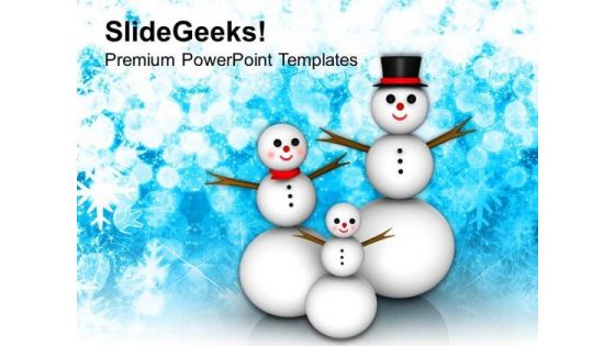 Snow Family With Christmas Background PowerPoint Templates Ppt Backgrounds For Slides 1112