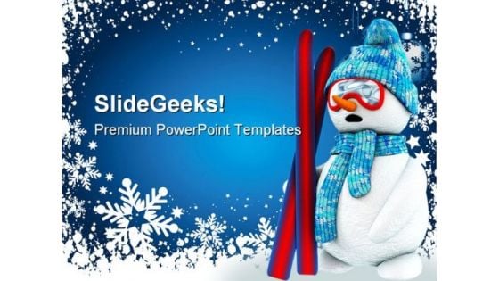 Snow Man Christmas PowerPoint Template 0610