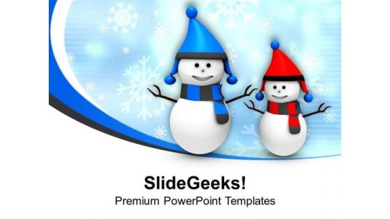 Snowman In Red And Black PowerPoint Templates Ppt Backgrounds For Slides 0113