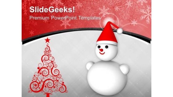 Snowman On Christmas Background Holidays PowerPoint Templates Ppt Backgrounds For Slides 0113