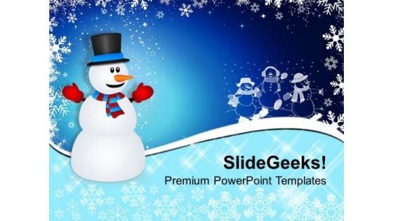 Snowman On Christmas Background PowerPoint Templates Ppt Backgrounds For Slides 1112