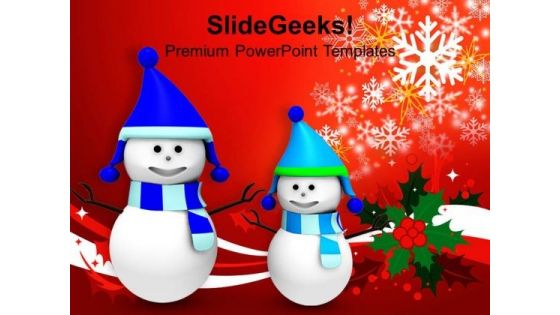 Snowman On Christmas Background PowerPoint Templates Ppt Backgrounds For Slides 1212