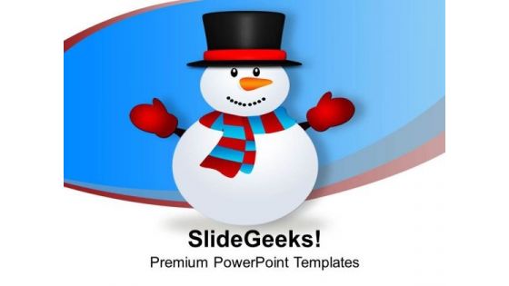 Snowman Vector Cartoon Christmas PowerPoint Templates Ppt Backgrounds For Slides 0113