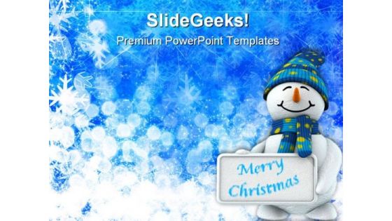 Snowman Wishing Christmas Festival PowerPoint Themes And PowerPoint Slides 0511