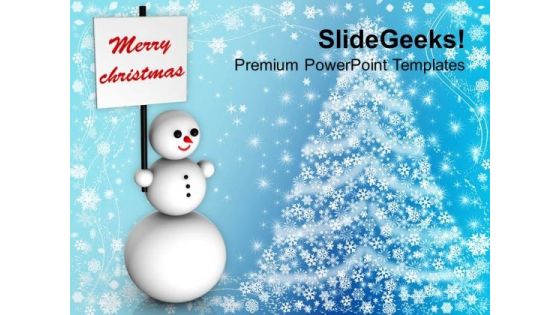 Snowman Wishing Christmas Holidays PowerPoint Templates Ppt Backgrounds For Slides 1212