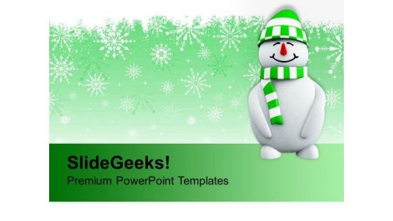 Snowman With Christmas Background Holidays PowerPoint Templates Ppt Backgrounds For Slides 1112
