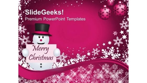 Snowman With Christmas Message Holidays PowerPoint Templates Ppt Backgrounds For Slides 1212