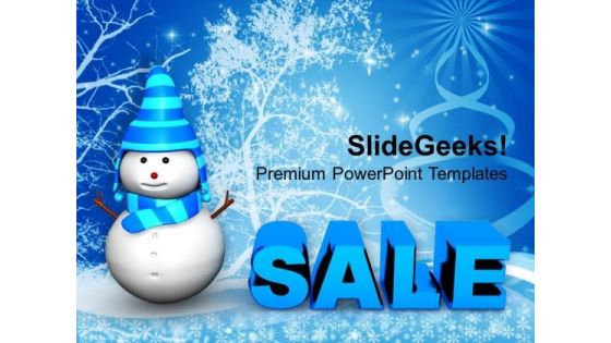 Snowman With Christmas Sale Shopping PowerPoint Templates Ppt Backgrounds For Slides 1112