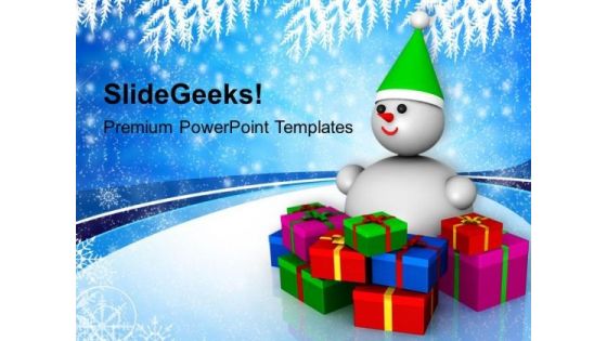 Snowman With Colorful Gifts Events PowerPoint Templates Ppt Backgrounds For Slides 1112