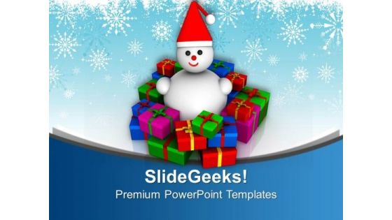Snowman With Colorful Gifts PowerPoint Templates Ppt Backgrounds For Slides 0113