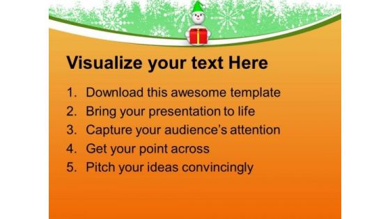 Snowman With Gift Celebration PowerPoint Templates Ppt Backgrounds For Slides 0113