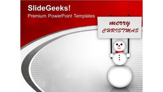Snowman With Merry Christmas Banner PowerPoint Templates Ppt Backgrounds For Slides 0113 Snowman With Merry Christmas Banner PowerPoint Templates Ppt Backgrounds For Slides 0113