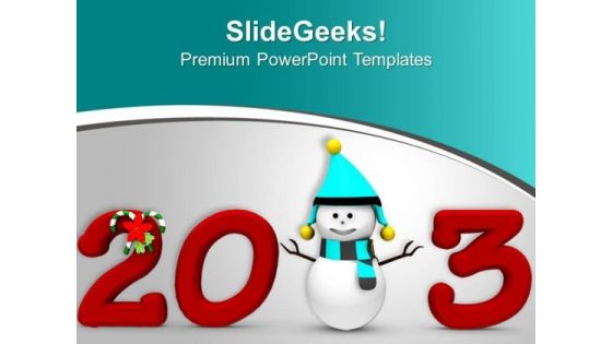 Snowman With New Year Theme PowerPoint Templates Ppt Backgrounds For Slides 0413