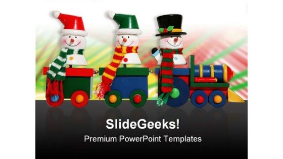 Snowmen On Train Festival PowerPoint Themes And PowerPoint Slides 0811