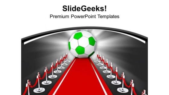 Soccer Ball On The Red Carpet Game PowerPoint Templates Ppt Backgrounds For Slides 0713