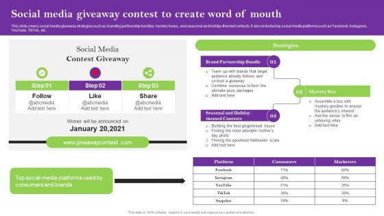 Social Media Giveaway Contest To Create Word Sales Techniques For Achieving Designs Pdf