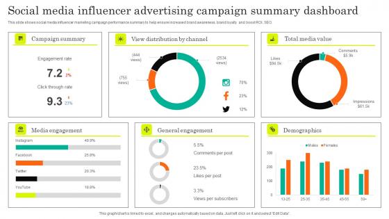 Social Media Influencer Advertising Campaign Summary Dashboard Formats Pdf