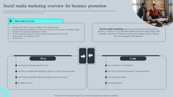 Social Media Marketing Overview For Business Tours And Travel Business Advertising Summary Pdf